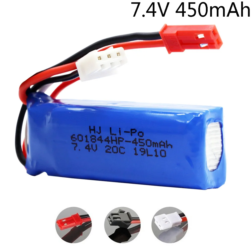 

Аккумулятор Lipo 7,4 В, 450 мАч 20C для WLtoys K969, K979, K989, K999, P929, P939, батарея для радиоуправляемой машинки 2s, 7,4 В, с разъемом JST 601844HP, 1/2/3/4/5 шт.