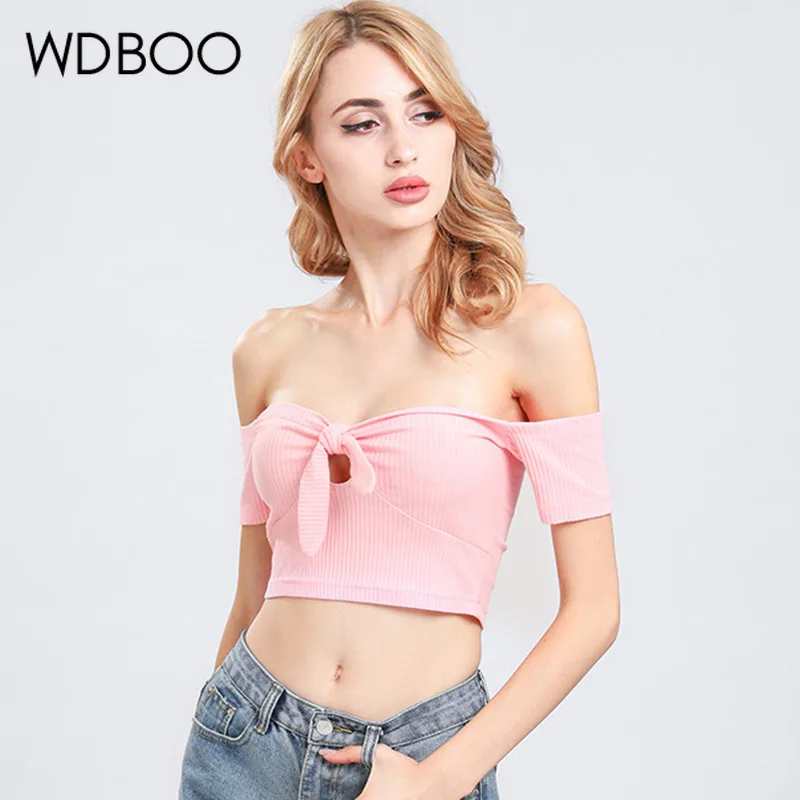 WDBOO сексуальный однотонный топ труба с вырезом лодочкой летний ребристый вязаный