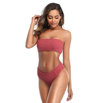 

2020 Sexy Bikinis Swimwear Women Swimsuit Brazilian Push Up Bikini Set Solid Color Top Beach Wear Bathing Suits Mujer