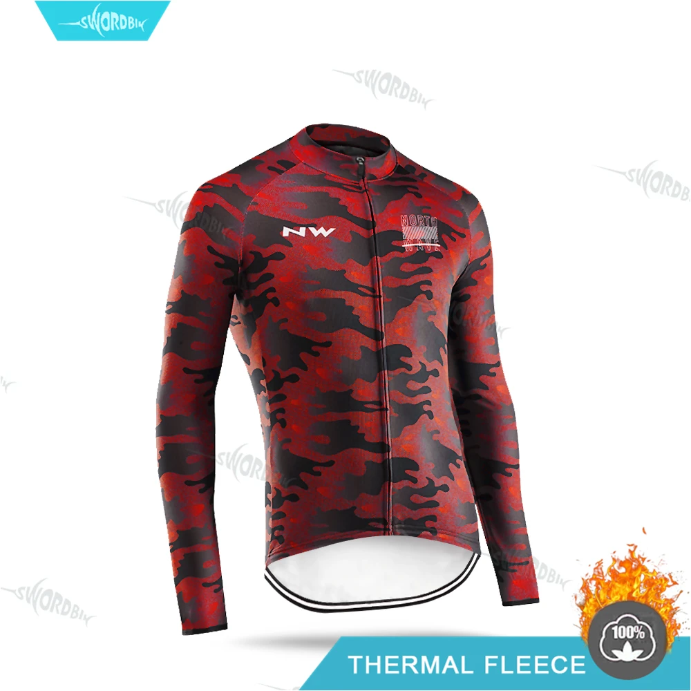 Cycling Jersey NW велосипедная майка MTB Зимняя одежда для велоспорта с длинными рукавами комплект из джерси Теплая Флисовая одежда комплект одежды для верховой езды Ropa Ciclismo - Цвет: Cycling Jersey