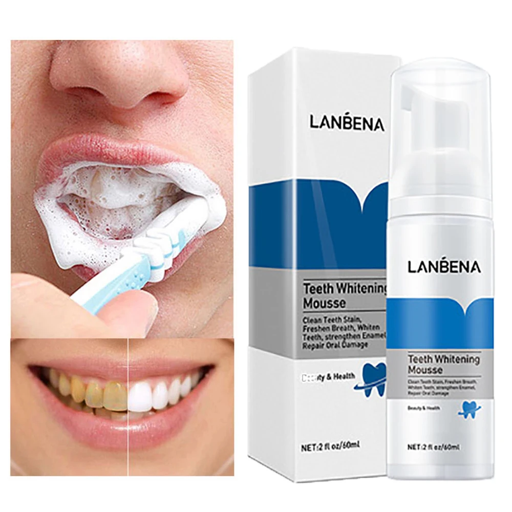 

Teeth Whitening Mousse Toothpaste Dental Oral Hygiene Remove Stains Plaque Teeth Cleaning Tooth White Tool 60ML