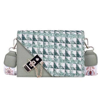 

Weave Houndstooth Designer Unique Button Female Flap Bag Crossbody Easy Matching Shoulder Bags for Women 2020 New Arrival