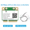 1200Mbps MC-AC7265 Half Mini PCI-E Wifi Card 802.11ac Wireless Adapter Bluetooth 4.2 Dual Band 2.4G/5GHz Better 7260HMW Laptop ► Photo 1/6