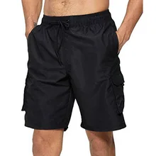 Летние повседневные мужские шорты Карго с несколькими карманами, короткие штаны, одноцветные, на завязках, Модные Качественные тонкие пляжные шорты, уличная одежда