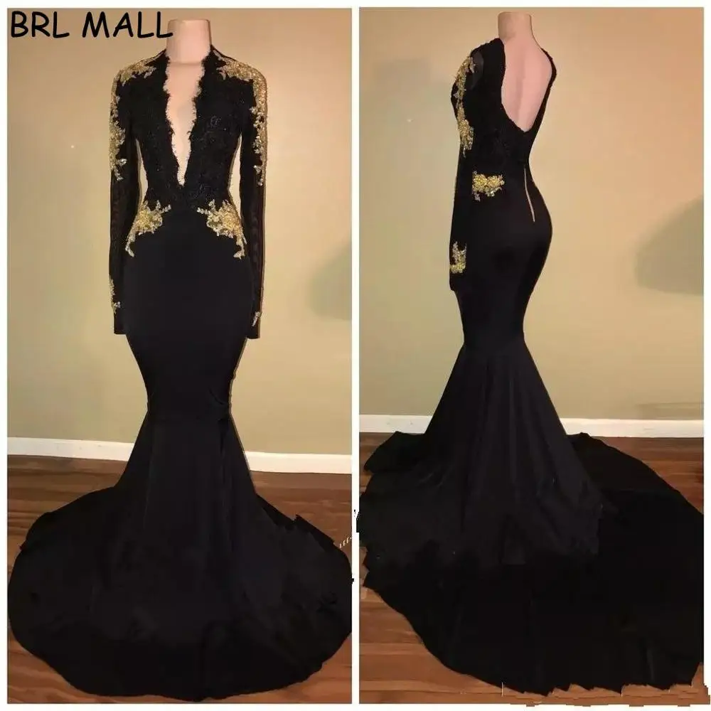Black dress with gold applique Clearance