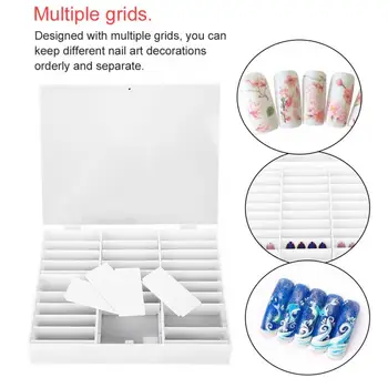 

Nail Art Decoration Container Empty Nail Tips Storage Box Fake Nail Display Case (White)