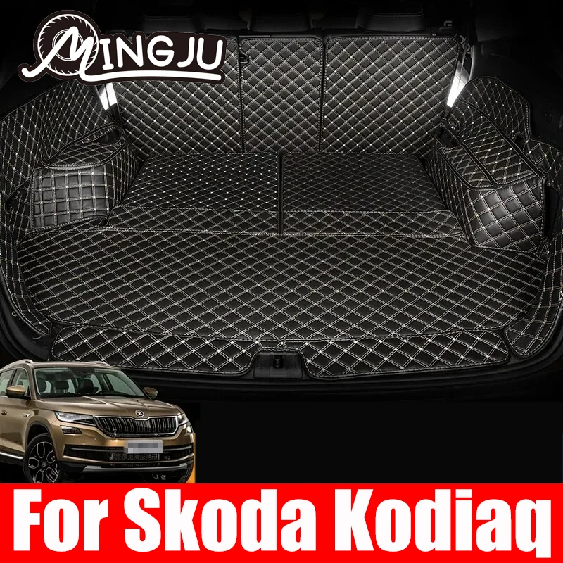 Tapis de haute qualité! Tapis de coffre de voiture en cuir, adapté sur  mesure, spécial pour Skoda kodiaq7 sièges - AliExpress