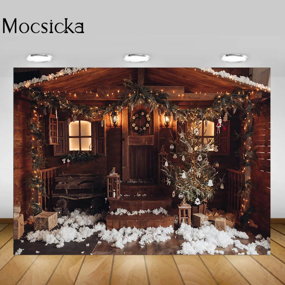Mocsicka фон для фотосъемки новорожденных детей с изображением деревянного дома