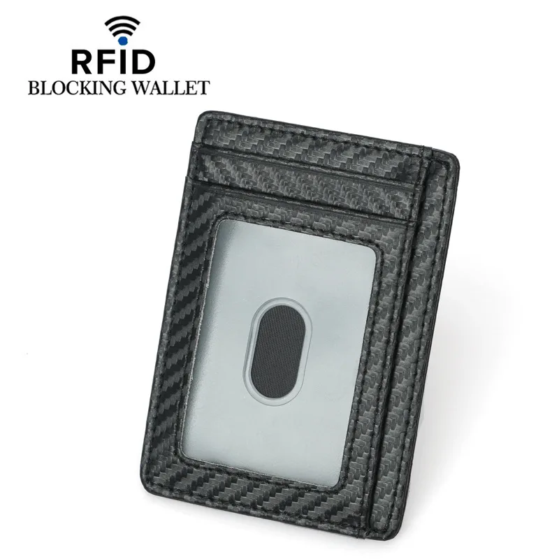Тонкий минималистичный передний карман RFID Блокировка кожаные кошельки для мужчин и женщин