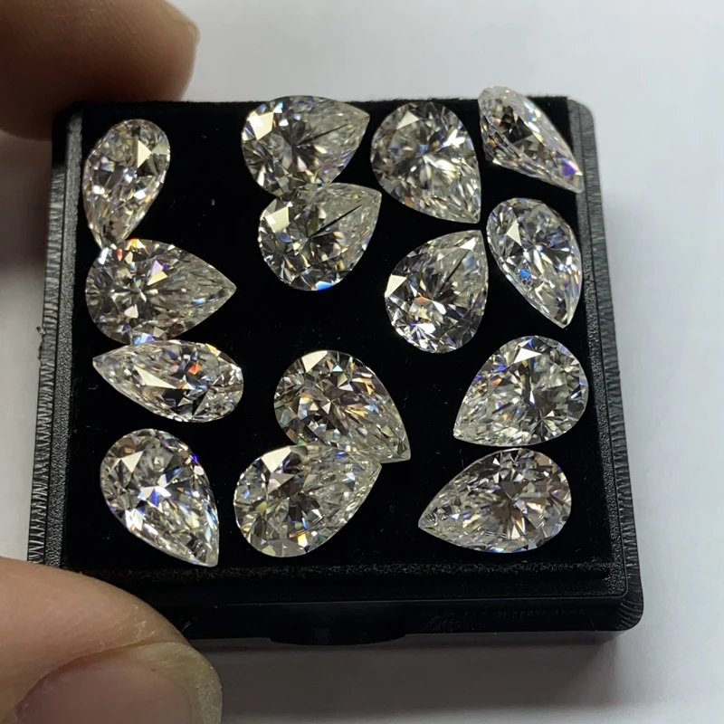 Meisidian Super White 10X7mm 2 Carat Moissanite Water Drop Pear Cut Loose Diamond Stone Ring