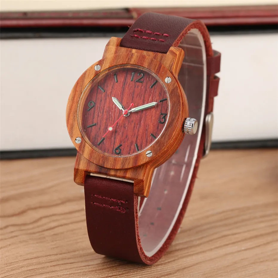 Новое поступление 2019 reloj femenino Вишневое дерево женские часы кварцевый механизм