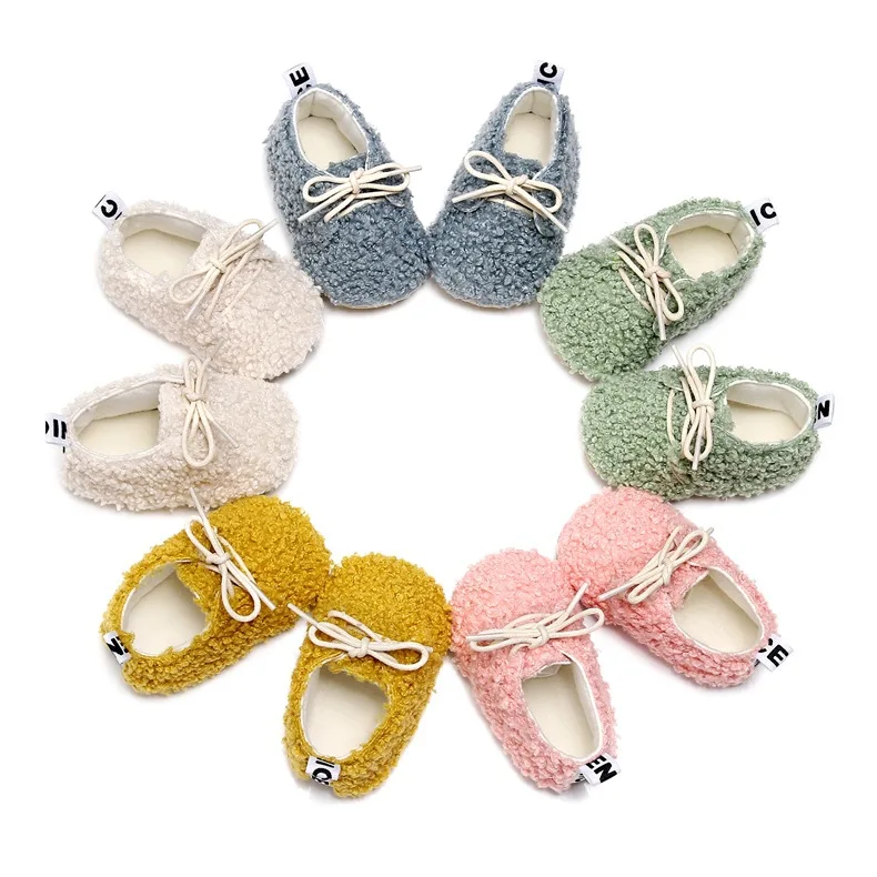 

Winter New British Style Lace-up Cotton-Padded Shoes Soft Bottom Baby First Walkers Toddler Booties