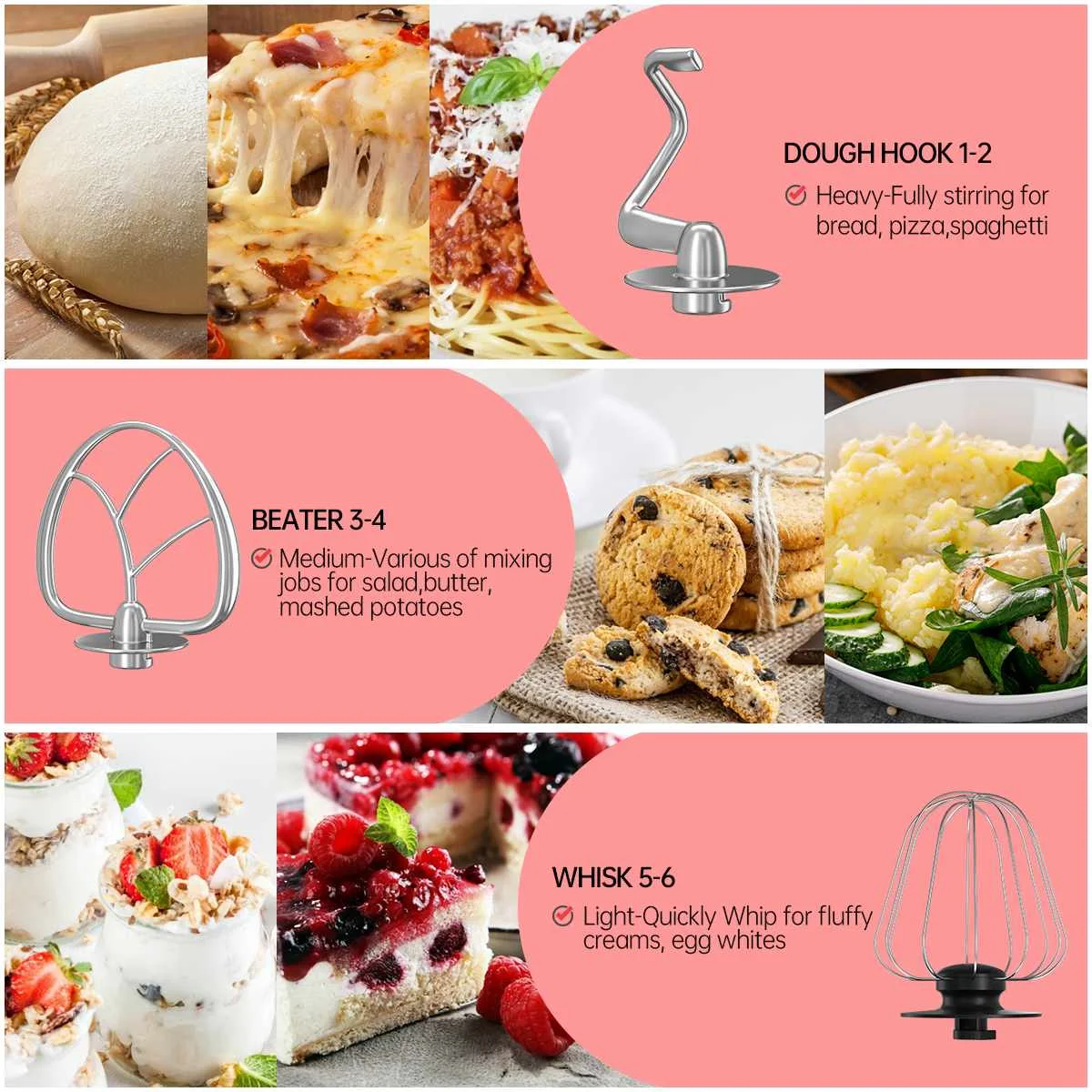 220V 6.5L Blenders Heavy Duty Commercial Stand Mixer Dough Egg Whisk  stirring Cream Cake Bread Maker 1200W 6+P Speeds Blenders - AliExpress