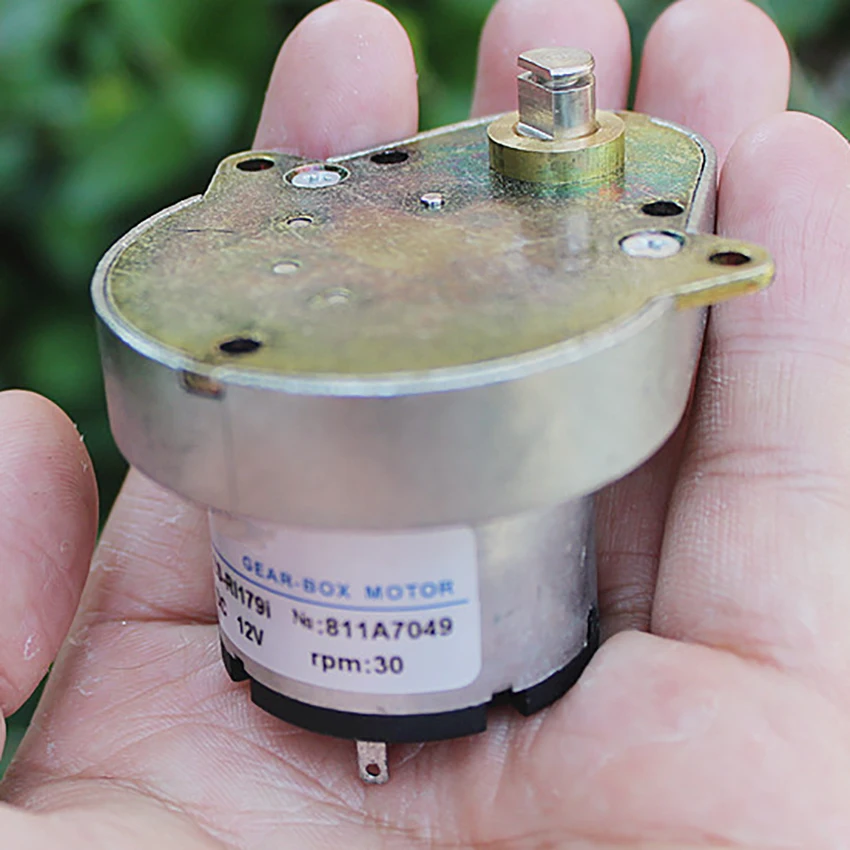 

7-Shaped Geared Motor DC12V D-axis Geared Motor Speed Reduction Full Metal Gearbox Reducer Motor 30 rpm/min, Shaft Diameter 7mm