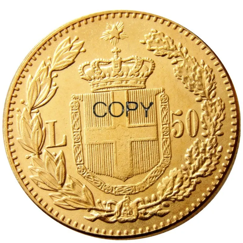 1884 1888 R Италия 50 Lire Позолоченные Имитация монеты