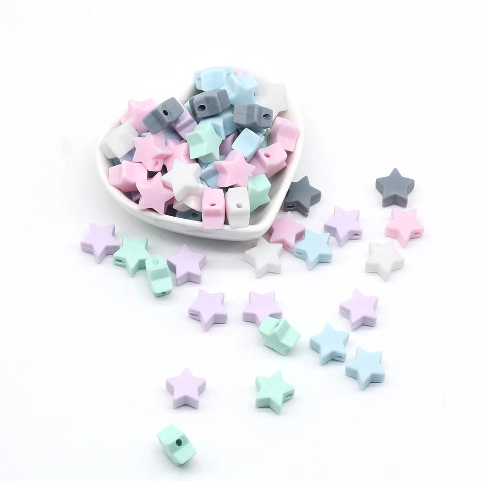 Mixed color 20pc 20 шт. Personalizadas DIY силиконовая соска-Подвеска цепи аксессуары Пищевая силиконовая натуральная безвредная оливковая и Звездная Детская резинка - Цвет: Mixed color 20pc