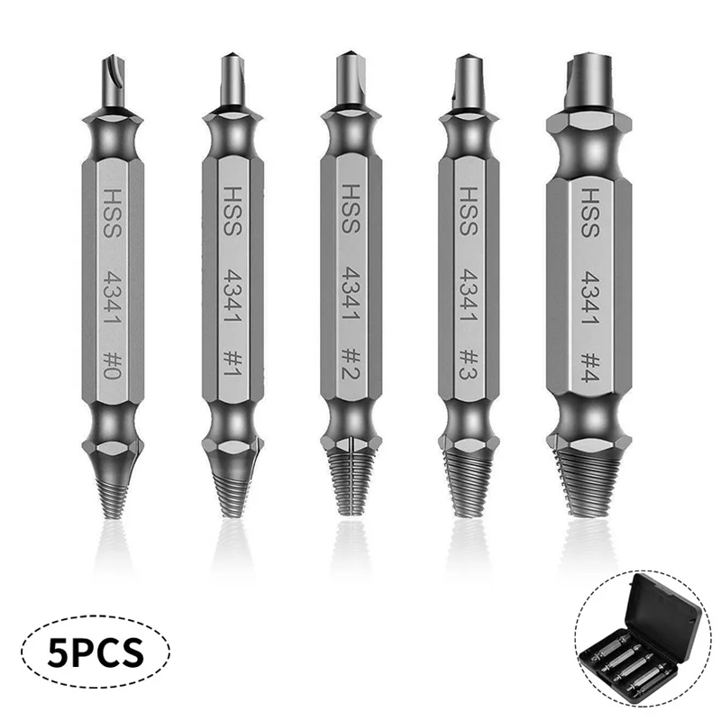 

5pcs Damaged Screw Extractor Drill Bit Extractor Drill Set Broken Speed Out Bolt Extractor Bolt Stud Remover Tool