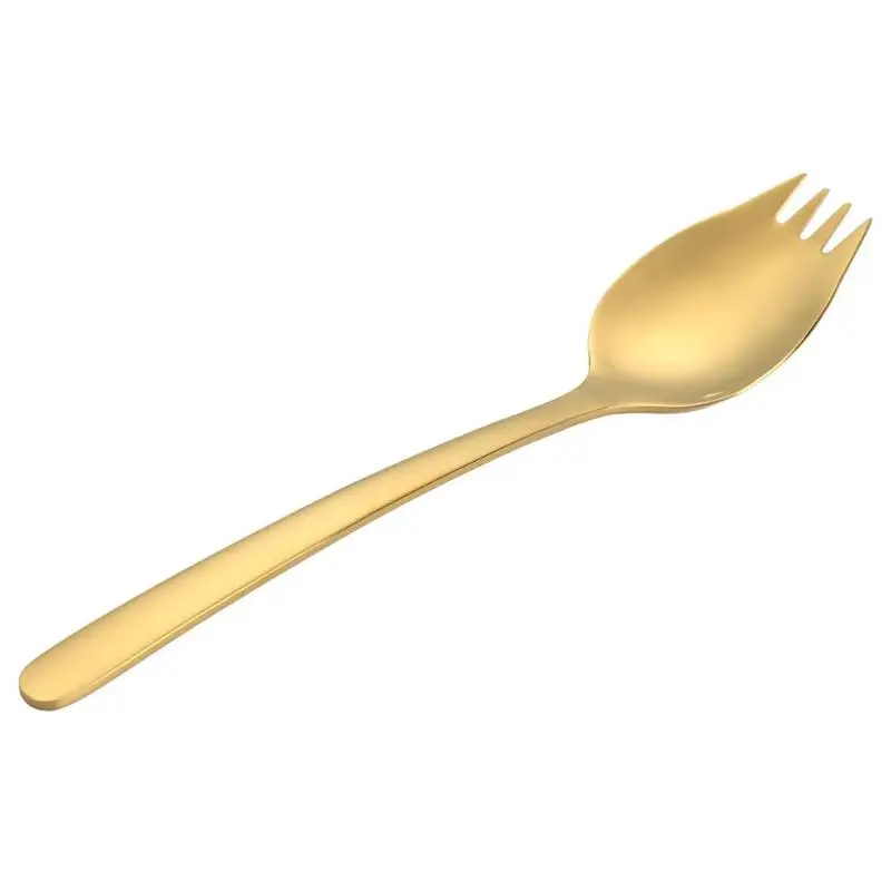 Золотой Stainless Steel 2 in 1 Spoon Fork Portable Tableware Exquisite for Outdoor Camping Picnic Home Furnishing Essential Supplies - Цвет: Золотой