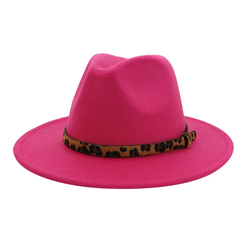 Мужская и женская винтажная шляпа-федора, леопардовые широкие шапки с пряжкой на ремне, регулируемые шляпы, новинка, женская и мужская шляпа унисекс