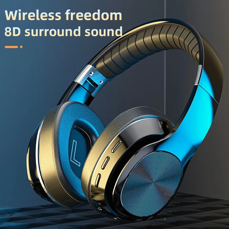 HiFi Wireless Headphones Bluetooth Foldable Headset Support TF Card FM Radio Bluetooth AUX Stereo Headset With Mic Deep Bass