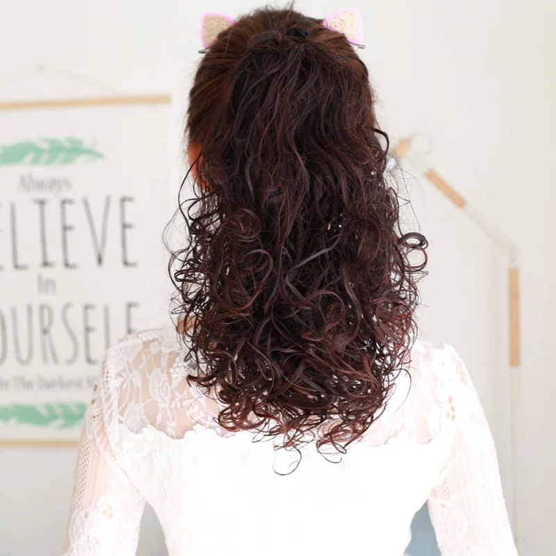 

LUPU Fashion ponytail wig women's curly hair medium and small curls perm binding wig tail pear flower curl fake braid new style