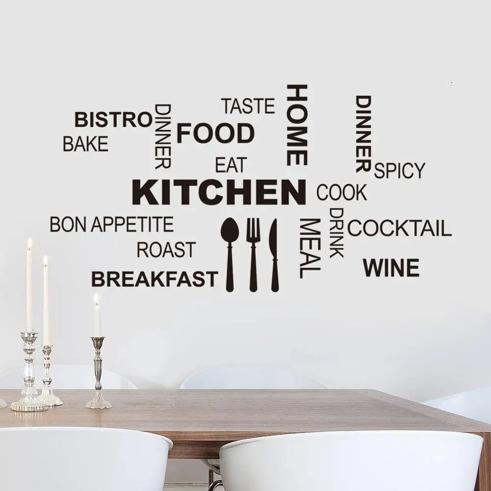 Creative Kitchen Text Wall Stickers For Kitchen Table Background Decoration Mural Restaurant Room Home Decor Removable Wallpaper wall stickers self adhesive stickers self adhesive wallpaper vinyl wallpaper kitchen wall sticker adhesive wallpaper decorative tile stickers