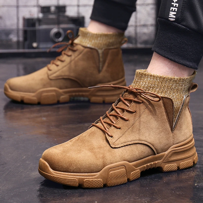 Botines de cuero para hombre, botas de moto de tendencia a la moda, zapatos nieve para trabajo al aire libre, otoño e invierno, novedad 2019|Zapatos informales de hombre| - AliExpress