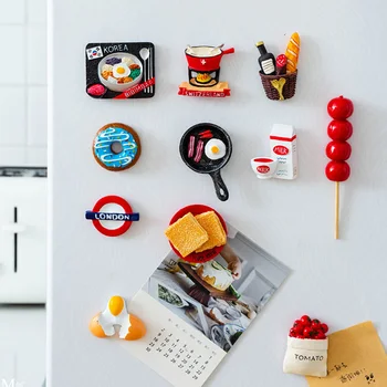 

Cute 3D Fridge Magnets Cartoon Bread Egg Refrigerator Message Sticker Kids Children Toy Home Christmas Decoration