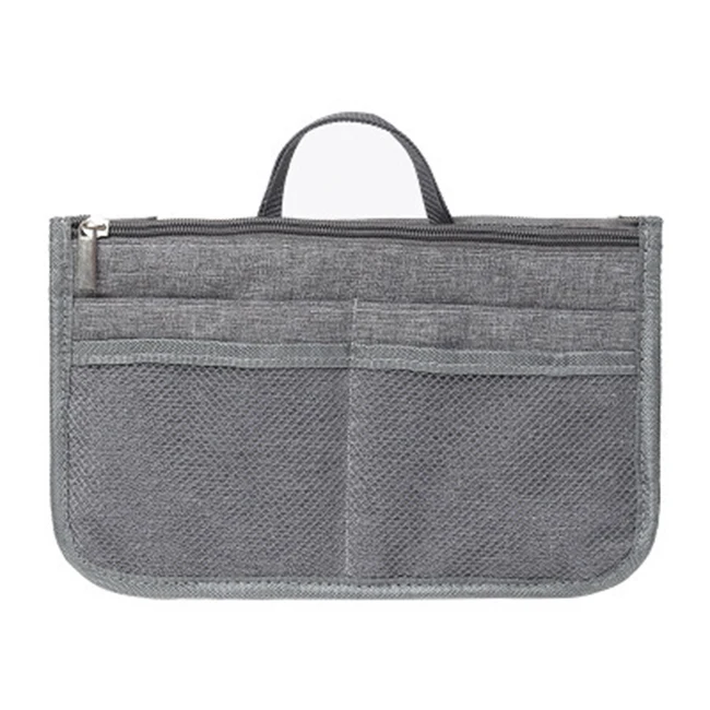 Дамская косметичка, косметичка с двойной молнией, сумка для хранения, мужская сумка для хранения в автомобиле, вместительная моющаяся сумка для полоскания - Цвет: Серый