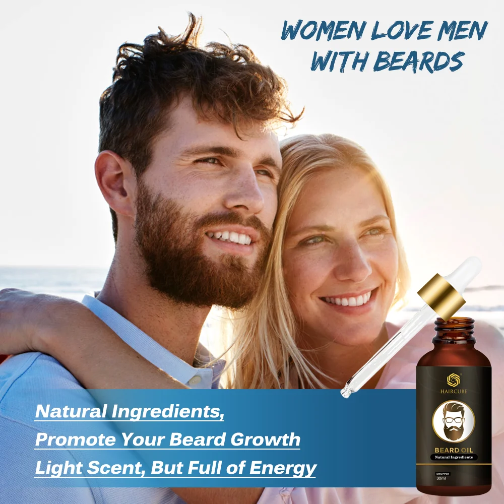 HAIRCUBE Beard Growth Essential Oil Natural Organic Beard Oil Hair loss Product For Men Beard Grow Nourishing Beard Care