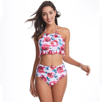 

2020 New Sexy Large Size Swimsuit Women Swimwear Female Push Up High Waist Bikini Brazilian Bikini Set Printing Biquini Women