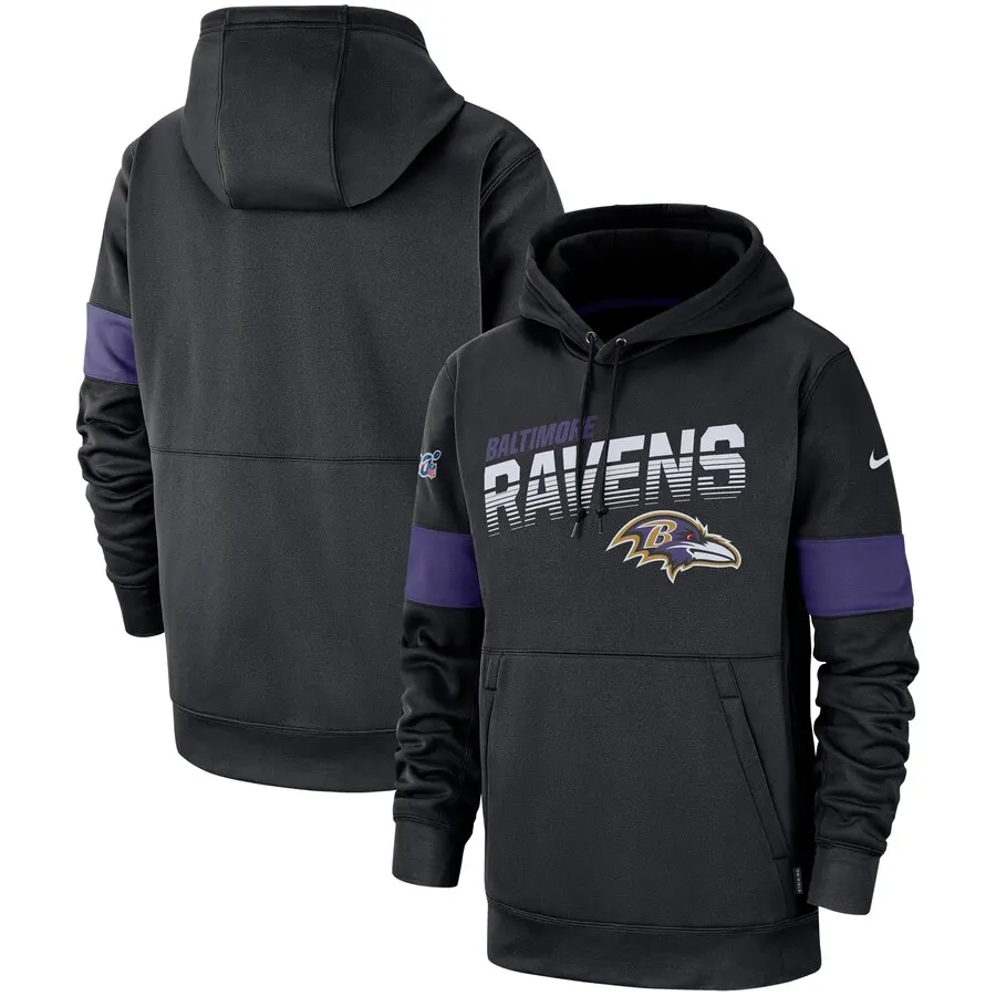 Baltimore мужская футбольная Толстовка Ravens 100th Sideline Team Логотип Производительность пуловер Толстовка черный