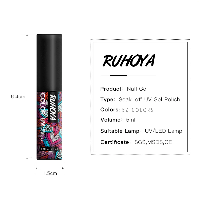 Ruhoya 5 мл Гель лак для ногтей Hybrid UV маникюра Off Gellak Белый ногтей| |