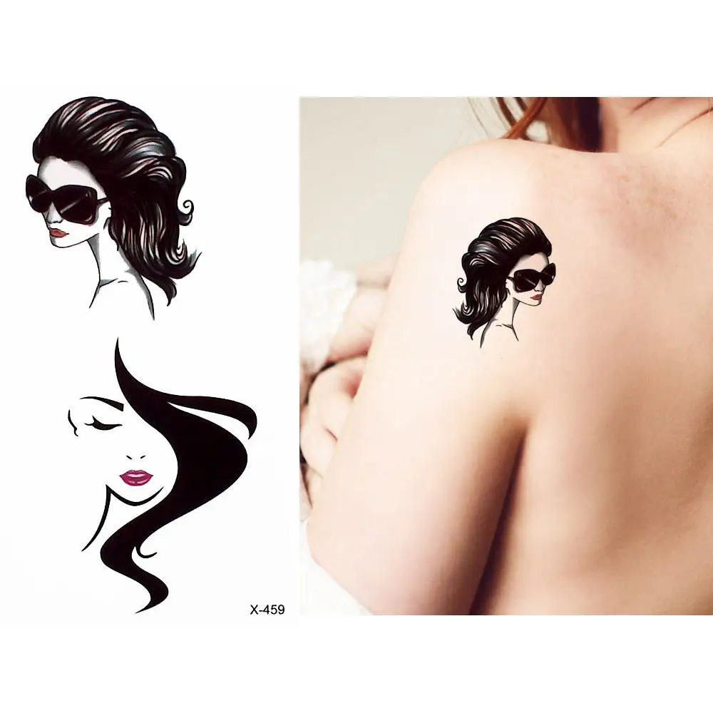 Женские длинные волосы на лице водонепроницаемые тату-наклейки временные тату