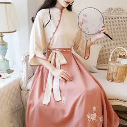 Robe traditionnelle Hanfu en mousseline de soie pour femme, ensemble deux pièces de Style chinois ancien, tenue de princesse élégante Vintage 