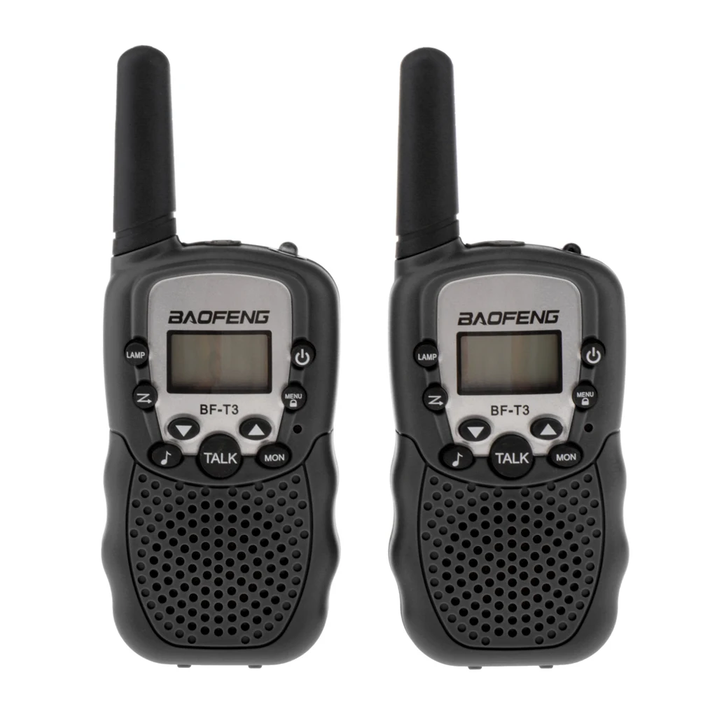 BaoFeng 2Pcs/set BF-T3 UHF462-467MHz Kids Walkie Talkie 22 Channels for Children Gift for Kids Radio Kid Walkie Talkie+Belt Clip - Цвет: Black as described