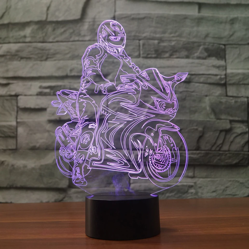 Новая настольная лампа для мотоциклов, дистанционный сенсорный ночник, 7 цветов, изменение мотоциклов, лампа для сна, лампа USB, 3D светодиодный светильник - Испускаемый цвет: 7 Colors Changeable