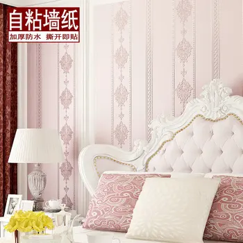 

3d Embossed Self-adhesive Fine Pressure Stripes Non-woven Wallpaper Living Roombedroom Room Americanmodern Minimalist Wallpaper