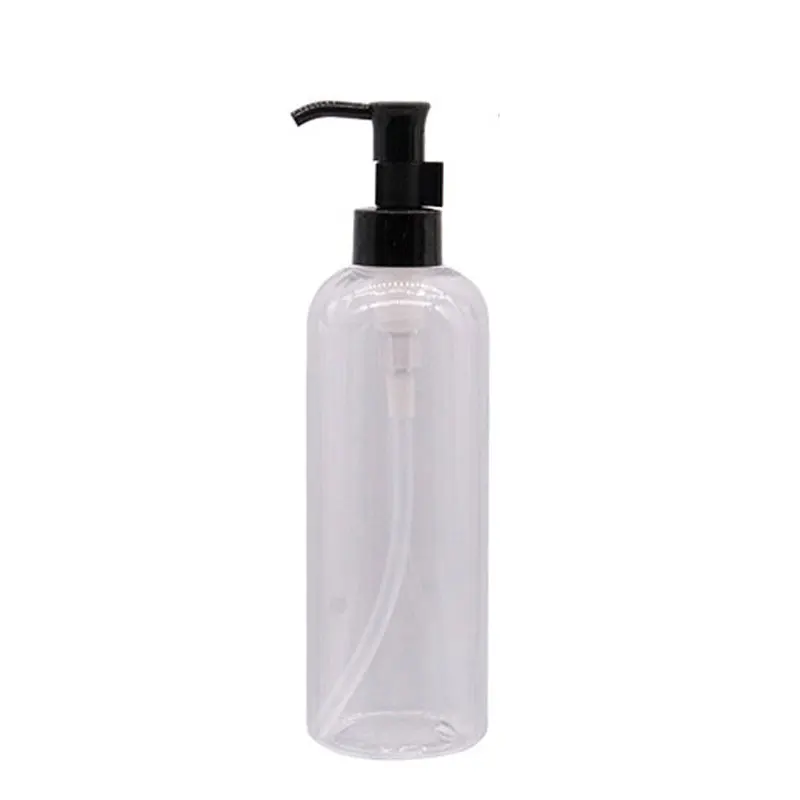 Clear Bottle Black 300ml x 12 Plastic Oil Pump Bottles Empty Refillable Containers For Esstential Oil Massage Body Lotion Skin Care Products 300cc - Цвет: Clear Bottle Black