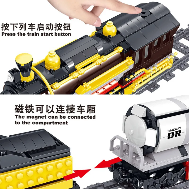 Technic RC City электрический двигатель пассажирский паровой поезд наборы функция питания пульт дистанционного управления Железнодорожные Строительные блоки Детские Игрушки совместимы