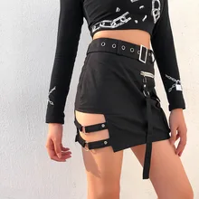 Сексуальные клубные женские мини-юбки, высокая талия, шнуровка, черная, сплошная, открытая, бандажная, Женская юбка, летняя