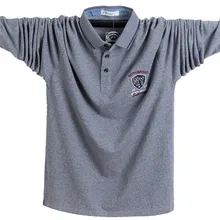 Новинка, мужская рубашка Поло, хлопок, Осень-зима, удобная приталенная рубашка, Длинные мужские рубашки поло, повседневные рубашки для мужчин размера плюс 5XL