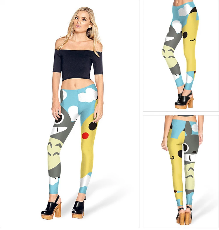 thermal leggings New Sexy Women Legging Cartoon Pokemon Snow Totoro Printing Fitness leggins Fashion Slim High Waist Leggings Woman Pants pink leggings