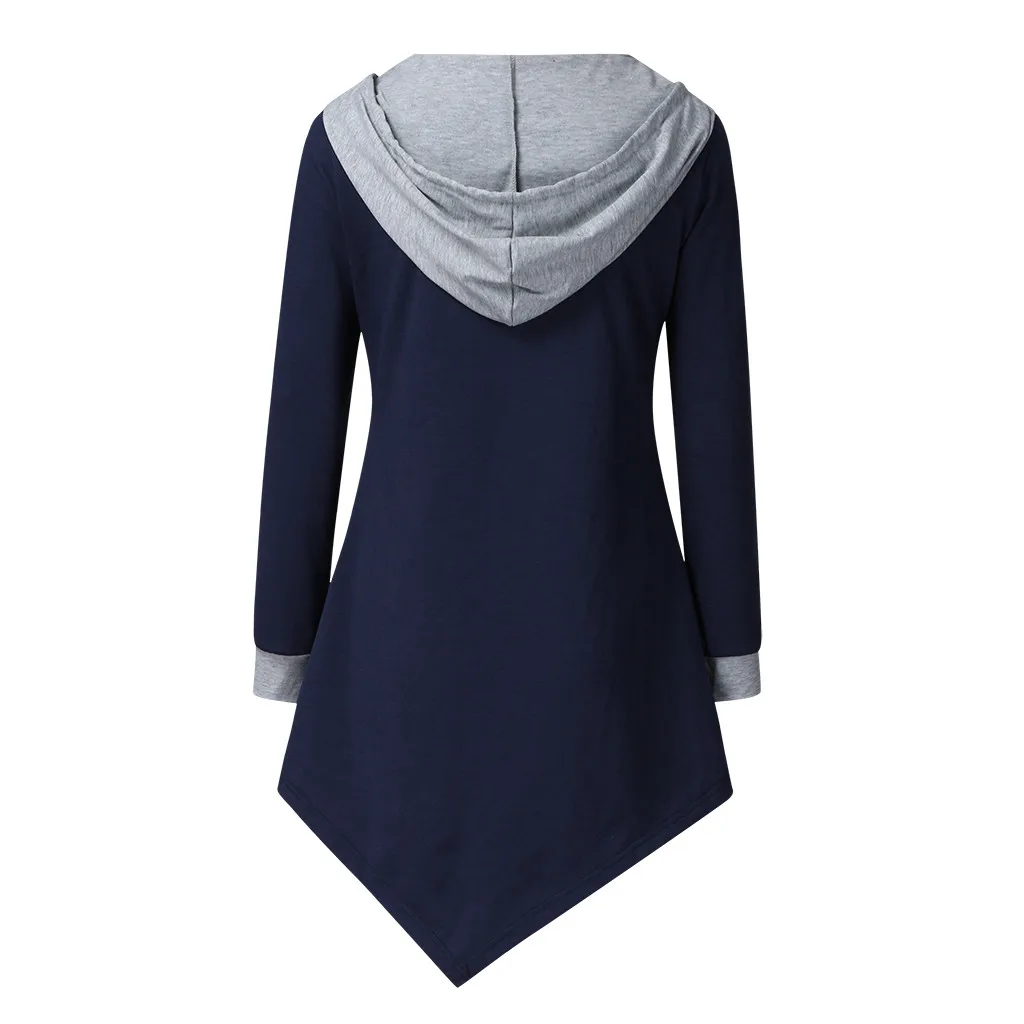 Осенняя женская зимняя одежда Пижама для беременных, с длинным рукавом с твердым верхом Асимметричный пуловер с капюшоном ropa premama invierno# Y3