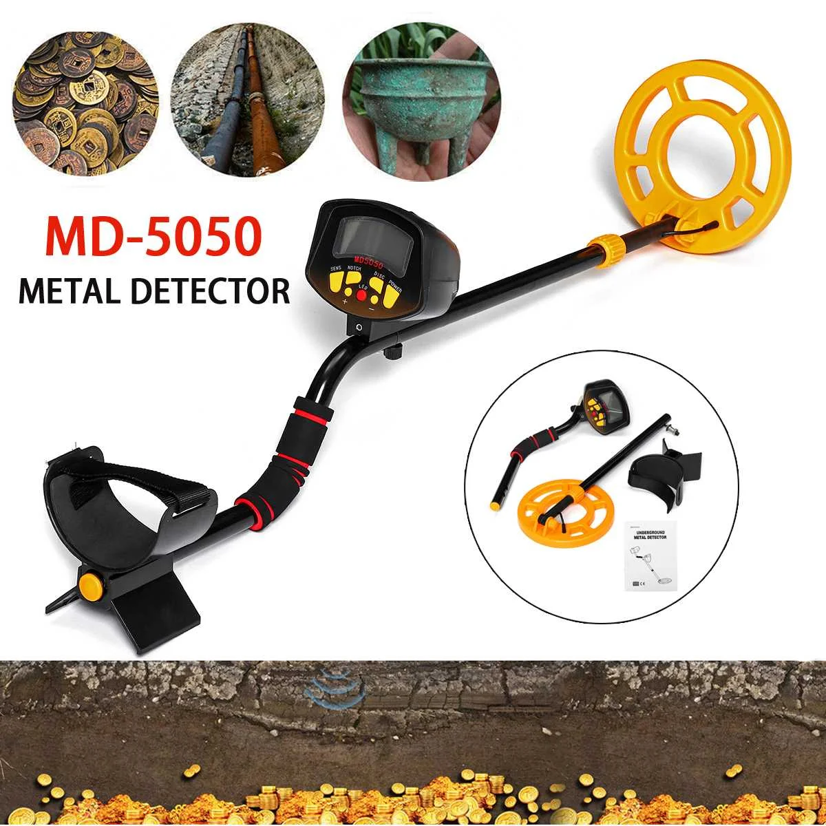 

MD5050 Professional Underground Metal Detector Gold Detectors LCD Display Sound Mode Treasure Hunter Tracker Finder