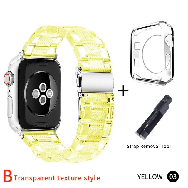 Newest Strap for Apple Watch Band Series SE 7 6543 Transparent for Iwatch bracelet 38 41 45 40mm 42mm 44mm Watchband accessories yellow
