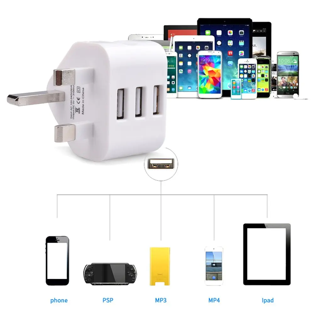 Универсальный 1/2/3-Порты и разъёмы usb вилка стандарта Великобритании 3 Pin стены Зарядное устройство адаптер с 1/2/3 Порты usb путешествия Зарядное устройство для зарядки телефона X samsung S9