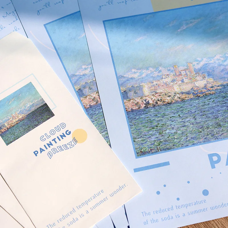Set of 9 Artistic Oil Painting Series Envelopes - Van Gogh & Monet Inspired Stationery Supplies