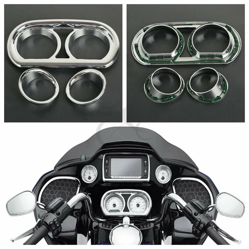 

Motorcycle Chrome Gauge Bezel Trim Kit Fit For Harley 61400299 Road Glide FLTRX Special FLTRXS 2015-2021