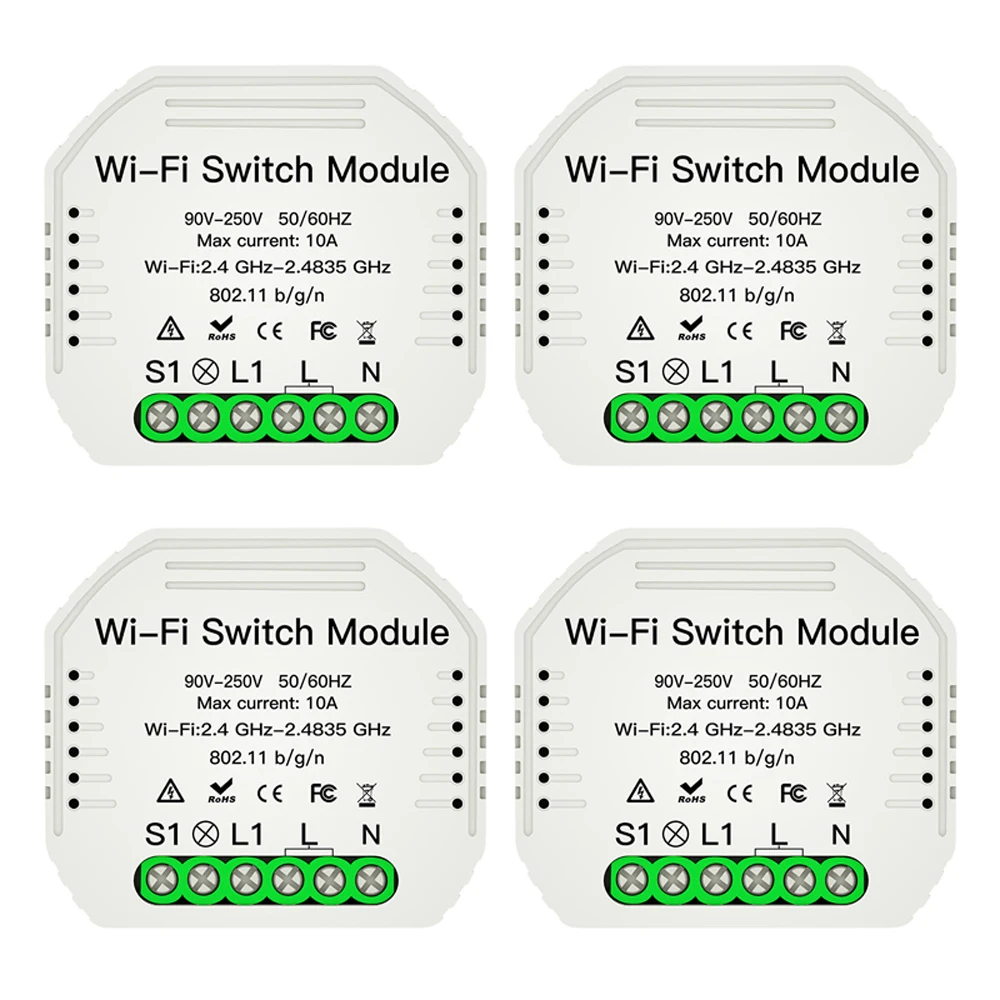 90V-250V 10A DIY Switch Breaker Module Hidden Type Intelligent ON/OFF WiFi Switch Support Smartlife/Tuya APP Works with Alexa
